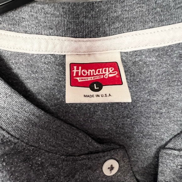 Homage Gray and Navy 3/4 Sleeve Henley Shirt Men's size Large - Picture 2 of 4